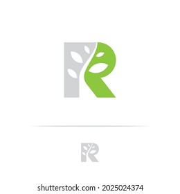 Combinación de logotipo de hoja con letra R, diseño creativo, logotipo o símbolo de icono