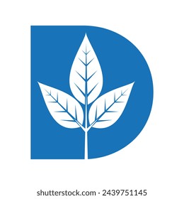 Leaf Logo combine with letter D vector template