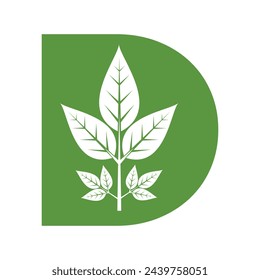 Leaf Logo combine with letter D vector template