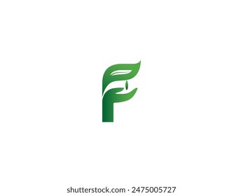 Leaf  logo, combine letter F and Hand with drop logo
