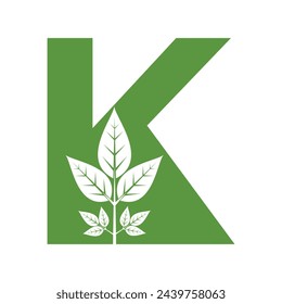 Leaf Logo combine with letter K vector template