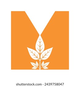 Leaf Logo combine with letter M vector template