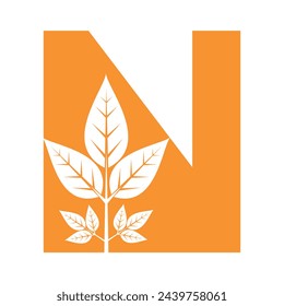 Leaf Logo combine with letter N vector template