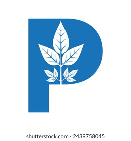 Leaf Logo combine with letter P vector template