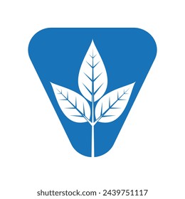Logotipo de hoja combinado con la letra V plantilla de vector