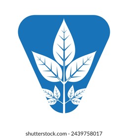 Leaf Logo combine with letter V vector template