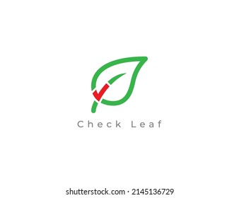 Leaf Logo Concept sign icon Design. Leaf with Tick or Checkmark symbol. Vector illustration Logo template.