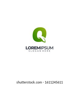 leaf logo concept simple elegant Alphabet Q