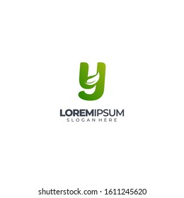 leaf logo concept simple elegant Alphabet Y