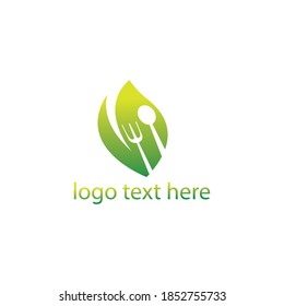 leaf logo creative illustration spoon, fork abstract design vector with color