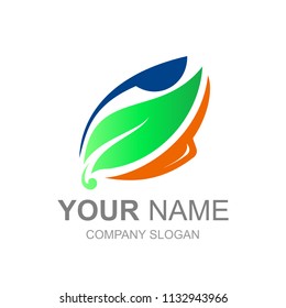 leaf logo and cutlery icon template, restaurant logo 
