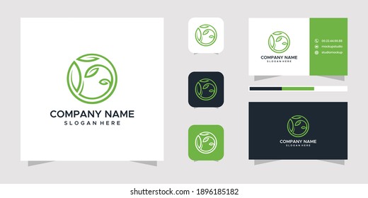 Leaf logo design and business card