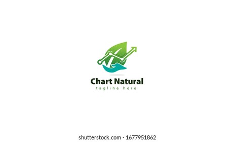 leaf logo design combined with charts and hands, vectors