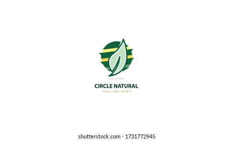 Leaf logo design combined with a circular circle. vector