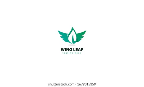 leaf logo design combined with wings. vector