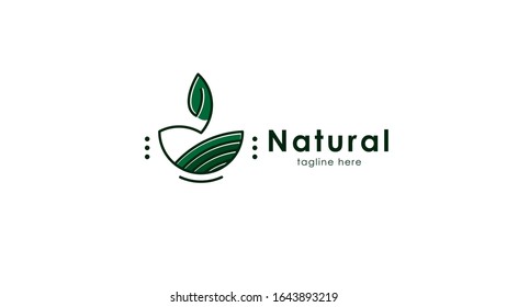 Logo-Design-Konzept, das für natürliche Logos, Linienmodelle und grüne Färbung verwendet wird