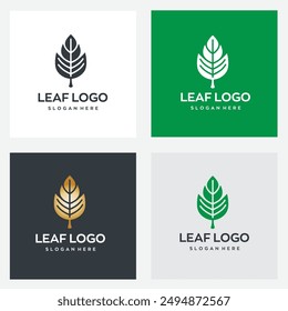 leaf logo design with editable vector file