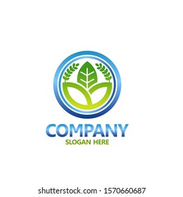 Leaf logo design for farm product. Green leaves logo concept. Ecology leaves go green logo vector