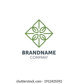 leaf logo design with geometry