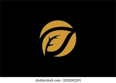 Diseño de logotipo de hoja. Símbolo de signo de círculo de hoja verde. Ilustración biológica natural. Iconos vectoriales de hoja y círculo.