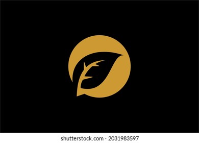 Leaf logo design. Green leaf circle sign symbol. Natural bio illustration. Leaf and circle vector icons.