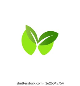 leaf logo design for health and organic company, with green color