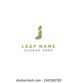 Leaf logo design icons with the original J template for natural products or companies - Vector