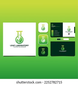 leaf logo design with laboratory