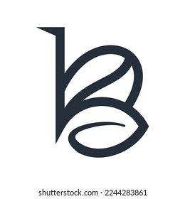 leaf logo design with letter b combination