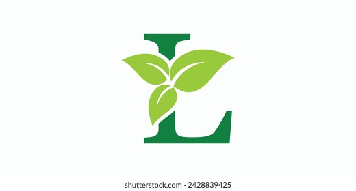 leaf logo design with letter logo i consept premium vector