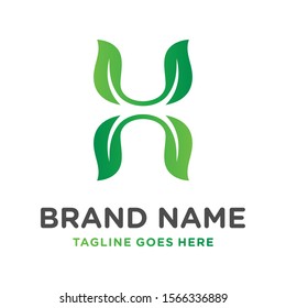 leaf logo design letter H