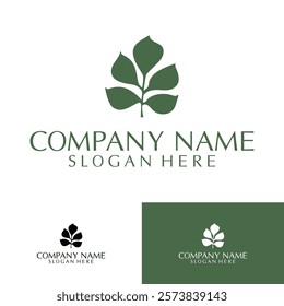 Leaf Logo Design Minimalist Vector for Spa, Wellness, Healthy, Beauty