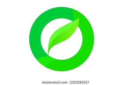 Leaf logo design, O letter with green leaf themed logo design. easy to use and edit.