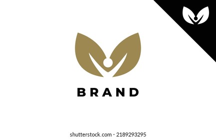 Diseño de Logotipo de Hoja con Ilustración de Personas ,Plantilla de Vector