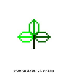 DISEÑO DE LOGOTIPO DE HOJA CON PIXEL ART. SE UTILIZA PARA CREAR UNA MARCA QUE SE MUEVA EN EL CAMPO RELACIONADO