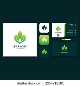 Leaf logo design with plants and greenery