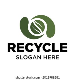 leaf logo design with recycling theme vector