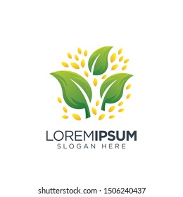 leaf logo design template. farm logo modern. fresh green garden logo.