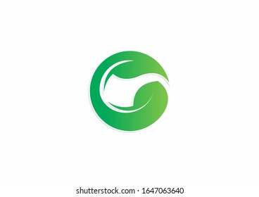 Leaf Logo Design Template with round circle concept