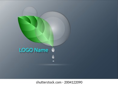 leaf logo design template with water drop vector creative symbol of nature's cycle