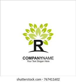 Leaf Logo Design Template,Letter R