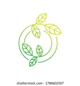 Ilustración vectorial de diseño con logotipo de hoja. Resumen del vector del logotipo de hoja en el concepto de diseño creativo para la naturaleza, la agricultura y el negocio agrícola. Ilustración del logotipo de hoja de árbol, icono, signo y símbolo de diseño vectorial