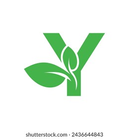 Leaf logo design vector with letter concept