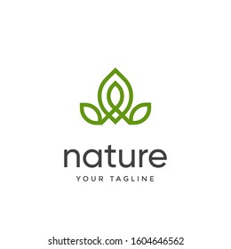 leaf logo design vector for nature symbol template editable