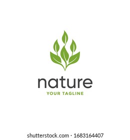 leaf logo design vector for nature symbol template editable