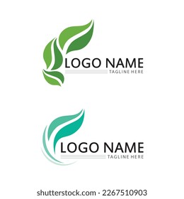 leaf logo design vector for nature symbol template editable,Green leaf logo ecology nature element vector icon.
