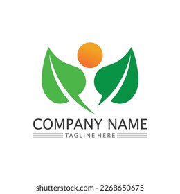 leaf logo design vector for nature symbol template editable,Green leaf logo ecology nature element vector icon.
