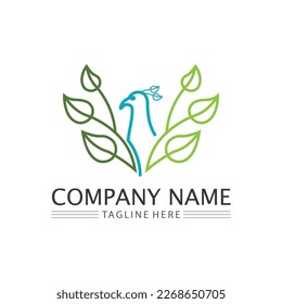 leaf logo design vector for nature symbol template editable,Green leaf logo ecology nature element vector icon.
