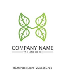 leaf logo design vector for nature symbol template editable,Green leaf logo ecology nature element vector icon.
