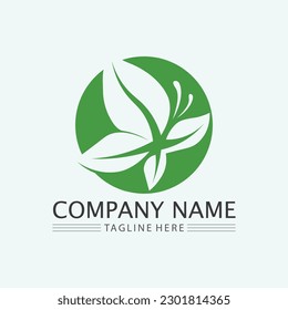 leaf logo design vector for nature symbol template editable,Green leaf logo ecology nature element vector icon.
